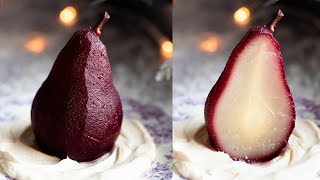 Amaretto Red Wine Poached Pears [upl. by Ojillek]