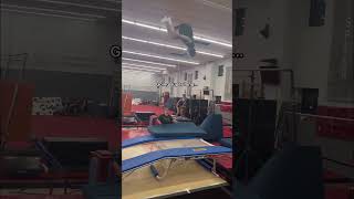 No idea how I stuck this routine😭 gymnastics gymnasticssaves fails flips trampoline sports [upl. by Asatan387]