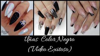 25DISEÑOS DE UÑAS ❤️COLOR NEGROBlack nail 20202021 [upl. by Balthazar923]