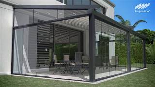 Pergola Roof and Sliding Glass Doors with Motorized Screen [upl. by Ecinue]