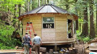 TIMELAPSE Off Grid Yurt Style Bugout Cabin Build in the PNW Woods [upl. by Nyllaf]