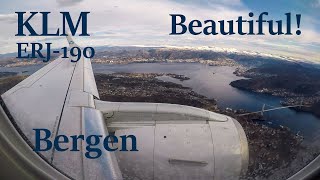 Beautiful KLM Embraer ERJ190 Landing Bergen Airport Flesland [upl. by Asilrak]