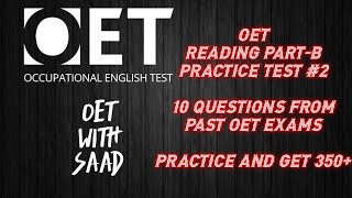 OET Reading Practice Test PartB 2  10 Questions From Past OET Exam Updated Version [upl. by Seibold]