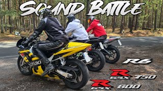 Sound Battle  GSXR 600 vs GSXR 750 vs R6 💥 Flyby  On Board  Loud Sound 💥 [upl. by Radbourne567]