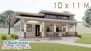 HOUSE DESIGN IDEA  10 X 11 Meters  3 Bedroom Farmhouse [upl. by Monk]