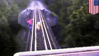 Train near death escape Two women escape death by diving under freight train [upl. by Jews783]