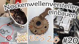 🛠️20 Nockenwellenversteller und Zahnrad Nockenwelle einbauen  Kurbelwellenzahnrad lösen VW EOS 20 [upl. by Kirenoj]