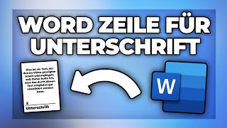 Word Unterschrift Linie einfügen  Feld zum unterschreiben Tutorial [upl. by Eph]