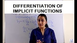 DIFFERENTIATION OF IMPLICIT FUNCTIONS CONTINUITY AND DIFFERENTIABILITY PART 3 CLASS XII 12th CBSE [upl. by Eiser188]