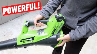 GREENWORKS 40V Leaf Blower Review  100mph 390CFM  Lightweight Battery Powered Leaf Blower [upl. by Steinman]