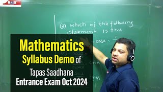 Mathematics Syllabus Demo of Tapas Saadhana Entrance Exam Oct 2024 [upl. by Ynnavoj845]