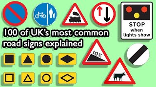 The ultimate guide to UK road signs  PASS your theory test 2024  100 road signs and their meaning [upl. by Julina]