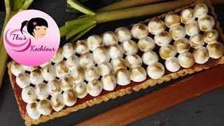 ENG SUB RhubarbStrawberryCake with meringue Rhabarber  Erdbeertarte mit Baiser [upl. by Neelrad]