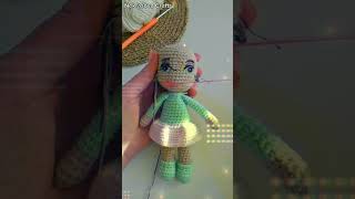 🧶🧵 EMBROIDERED EYES ON CROCHET DOLL yarndolls crochetdoll amigurumidoll [upl. by Leahcimaj499]