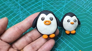 Penguin Clay Modelling For Kids  Penguin Polymer Clay Toys Making  How To Make Penguin clay art [upl. by Attiuqaj81]