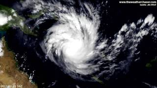 Satellite amp Radar Timelapse  Tropical Cyclone Yasi [upl. by Cissie]