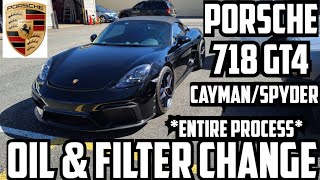 Oil and Filter Change on a 2020  2023 Porsche 718 Spyder  718 Cayman GT4  982  STEP BY STEP [upl. by Josselyn685]