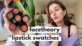 new facetheory vegan lipsticks  swatch  review all shades [upl. by Chessy]