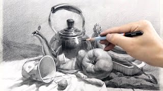 Stilllife drawing with Graphite pencil  Timelapse [upl. by Ahtnicaj]