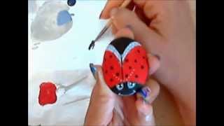 Come dipingere coccinella sul sasso Corso di pittura per bambini Rock painting [upl. by Anura246]