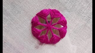 hand embroidery mirror work beautiful flower stitch design [upl. by Dietsche]