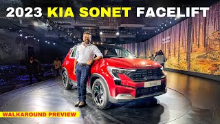 New KIA Sonet 2023 Facelift Walkaround  Flywheel  New KIA Sonet Facelift Malayalam Review [upl. by Hen]