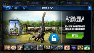 TOURNAMENT SONORASAURUS  JURASSIC WORLD THE GAME [upl. by Yelime870]