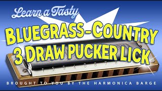 Tasty 3 draw Pucker BluegrassCountry Lick C Harp Required [upl. by Glenden576]