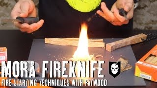 Fire Starting Techniques with Fatwood and a Mora FireKnife [upl. by Akerahs]