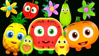 Flowers amp Fruits Sensory  Funky Veggies Dance Party  Fun Video with Music New Video [upl. by Warthman]