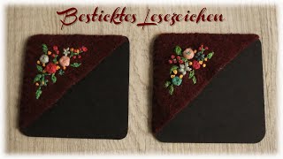 Besticktes Lesezeichen  DIY  embroidered Bookmark [upl. by Siseneg74]