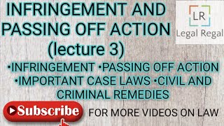 Trademark lecture 3 Infringement passing off action case laws civil and criminal remedies IPR [upl. by Whale]