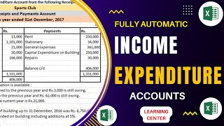 Fully Automatic income and expenditure account from receipt payment in excel ✅ learning center [upl. by Ailssa512]