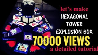 Hexagonal tower exploding box  complete amp detailed tutorial [upl. by Irabaj]