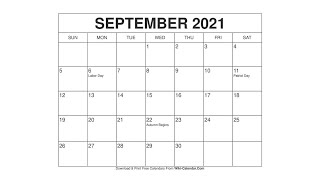 Printable September 2021 Calendar Templates with Holidays  Wiki Calendar [upl. by Burger793]