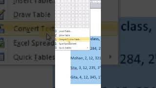 Text To Table MS word [upl. by Yenahpets]