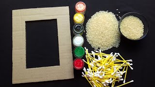 Unique Photo Frame Making with Rice and Earbuds  Photo Frame Making at Home photoframe [upl. by Howlan]