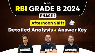 🔴 RBI Grade B 2024 Phase 1 Detailed Analysis  RBI 2024 Answer Key  RBI Exam Questions  EduTap [upl. by Thorfinn]