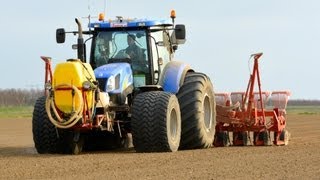 New Holland T6060 Elite amp Kverneland Accord Optima HD edrive Precision Drill  Loonbedrijf Breure [upl. by Acceb]