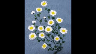 들국화 자수 Wild chrysanthemum embroidery [upl. by Neerol]