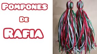 Como hacer pompones de rafia mechudos pompones de porristas DIY [upl. by Frederich]