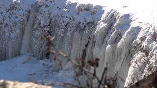 Frozen Waterfall At The Oakdale Power Station In West Boylston [upl. by Skipton36]