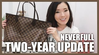 Louis Vuitton Neverfull MM Rose Ballerine ReviewWear amp Tear [upl. by Ahtivak335]