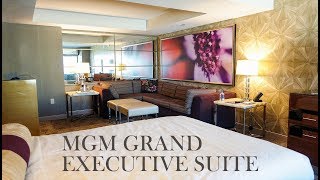 MGM Grand Las Vegas  VIP Lounge Executive Queen Suite  Room Tour [upl. by Mata338]