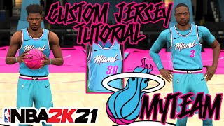 MIAMI HEAT VICE CITY CUSTOM JERSEY TUTORIAL BLUE PINK UNIFORM NBA 2K21 MyTeam WADE BUTLER FIRE [upl. by Aleras]