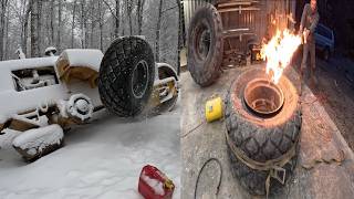 Installing new tires on a roller [upl. by Theressa]