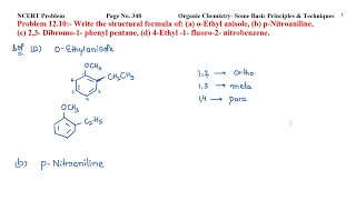 Write the structural formula of oEthyl anisole pNitroaniline 23 Dibromo1 phenyl pentane [upl. by Eldwen]