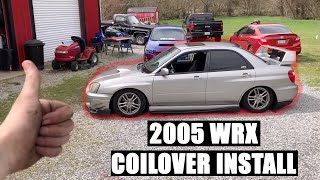 2005 Subaru Wrx Raceland Coilover Install ITS SLAMMED [upl. by Zetnauq]