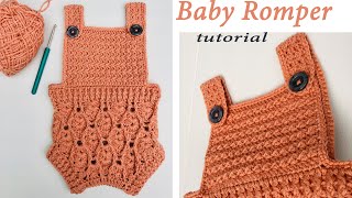 How to crochet baby romper  Gorgeous baby romper pattern  Baby romper tutorial [upl. by Boelter]