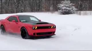 Dodge Demon Doing Burnouts In The Snow  SUPERCHARGER WHINE DURING WINTER [upl. by Olgnaed]